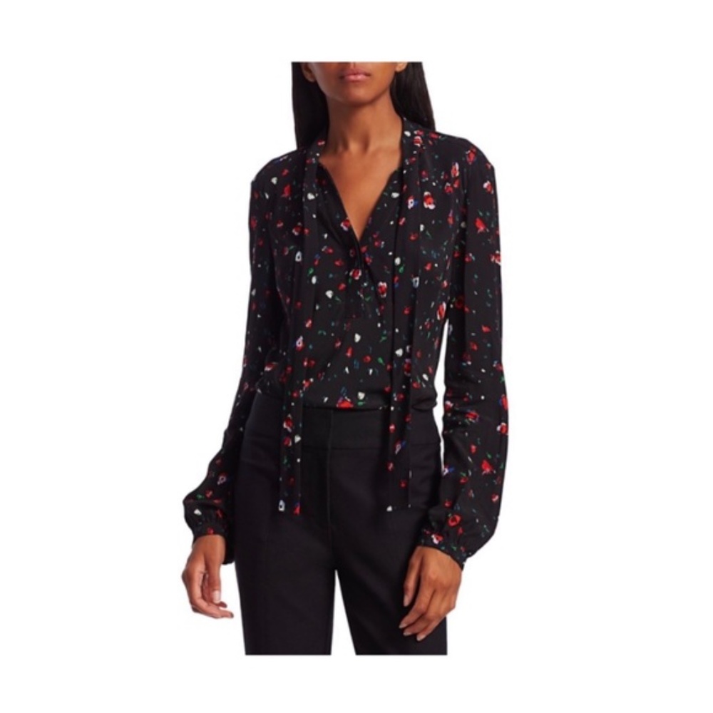 Derek Lam 10 Crosby Evadne Tie Neck Blouse EUC